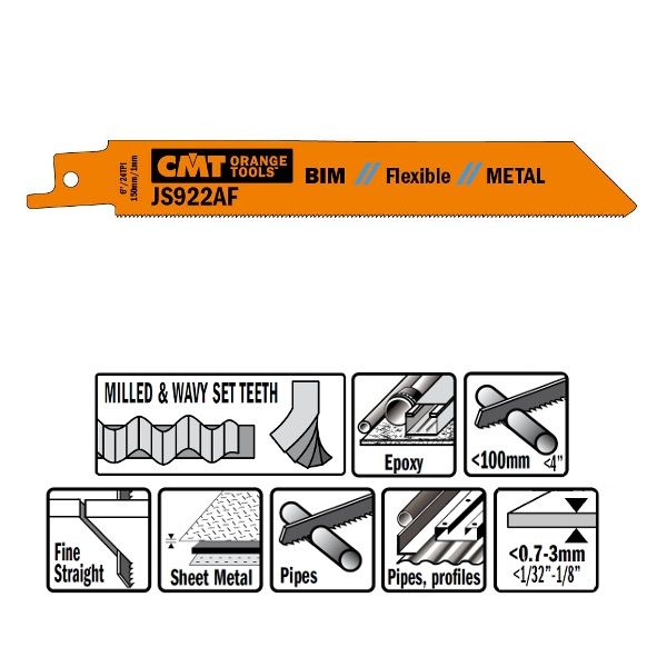 Фото Пилки сабельные 5 штук для металла BIM 150x1x24TPI в интернет-магазине ToolHaus.ru